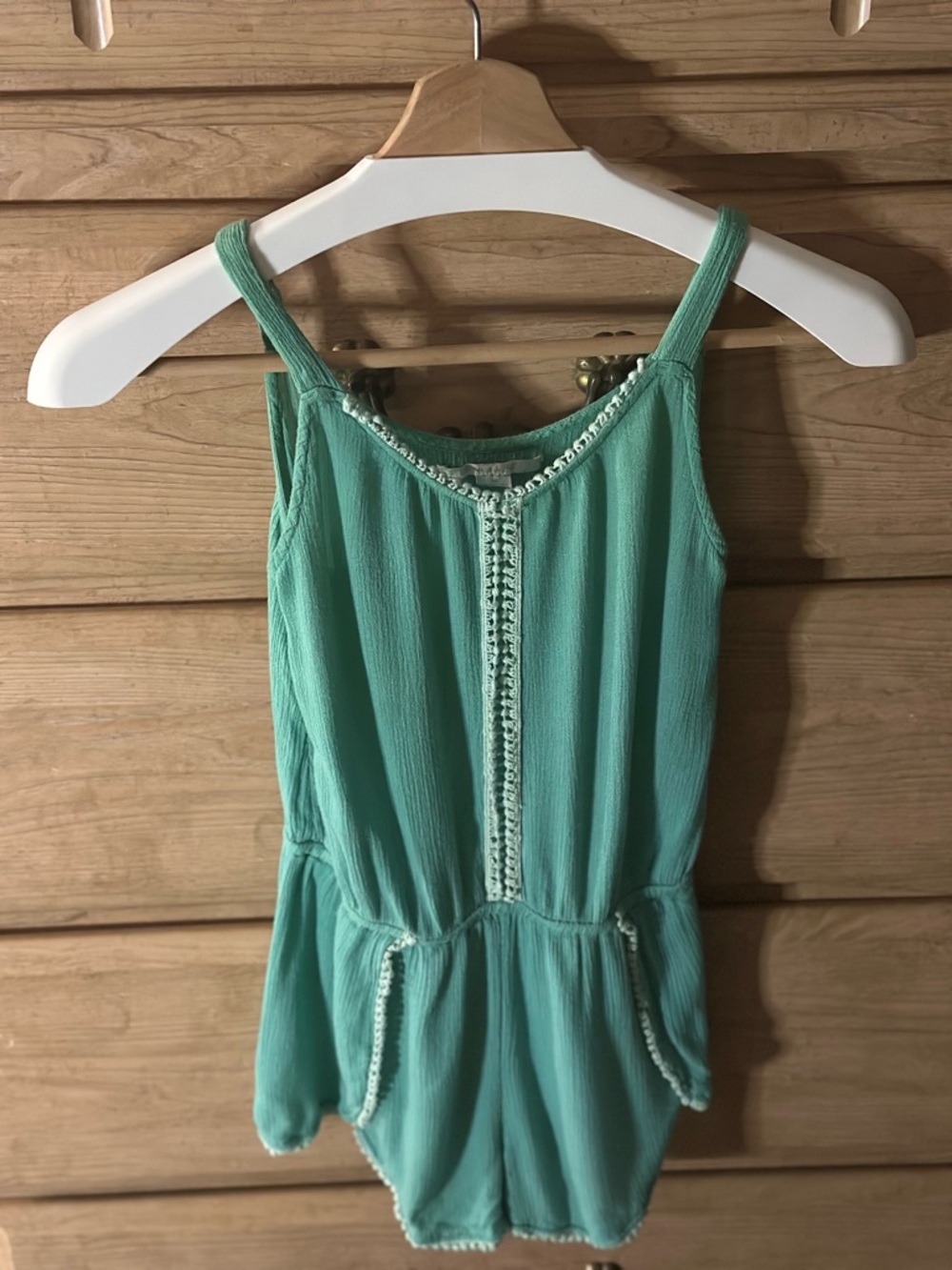 O'Neill | Mint Green Girls' Sleeveless Romper with Crochet Trim | 100% Viscose